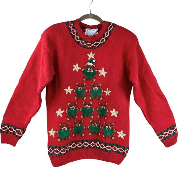 Talbots Sweaters - Vintage Talbots Holiday Sweater Size S Teddy Bears Ugly Christmas 90's